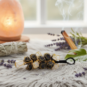 Black Tourmaline & Selenite hanging